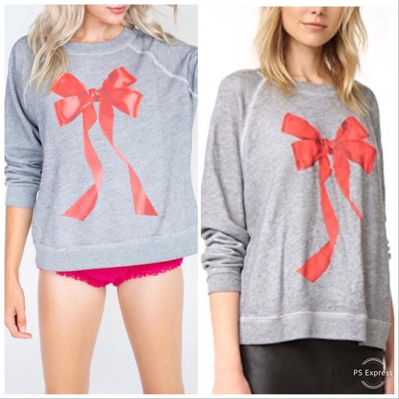 WILDFOX I’M THE PRESENT GRAY GRAPHIC PULLOVER - Picture 1 of 4